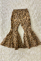 Brown Leopard Print Flare Jeans – Girls Denim Pants