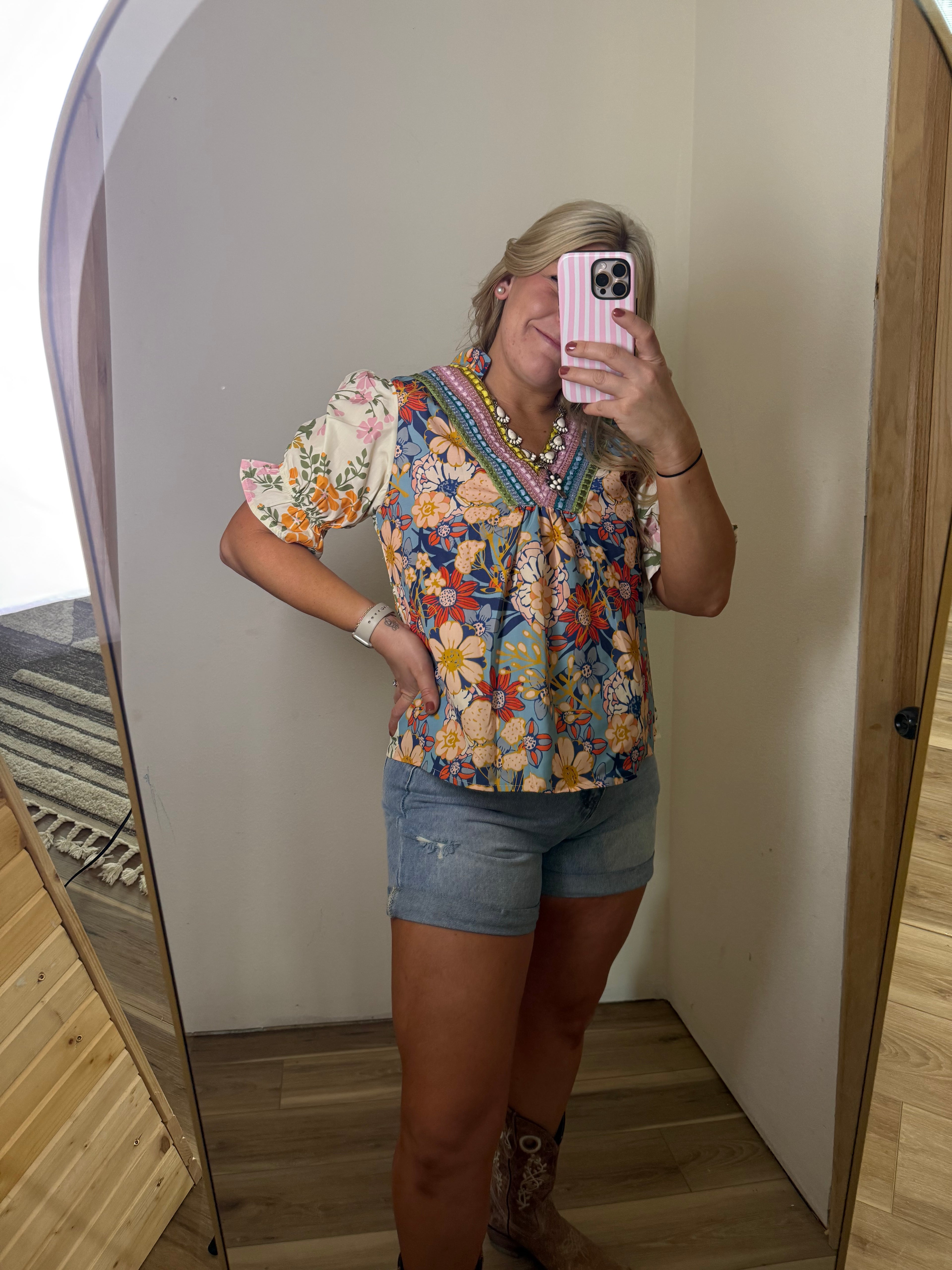 Summer Boho Crochet Floral Blouse