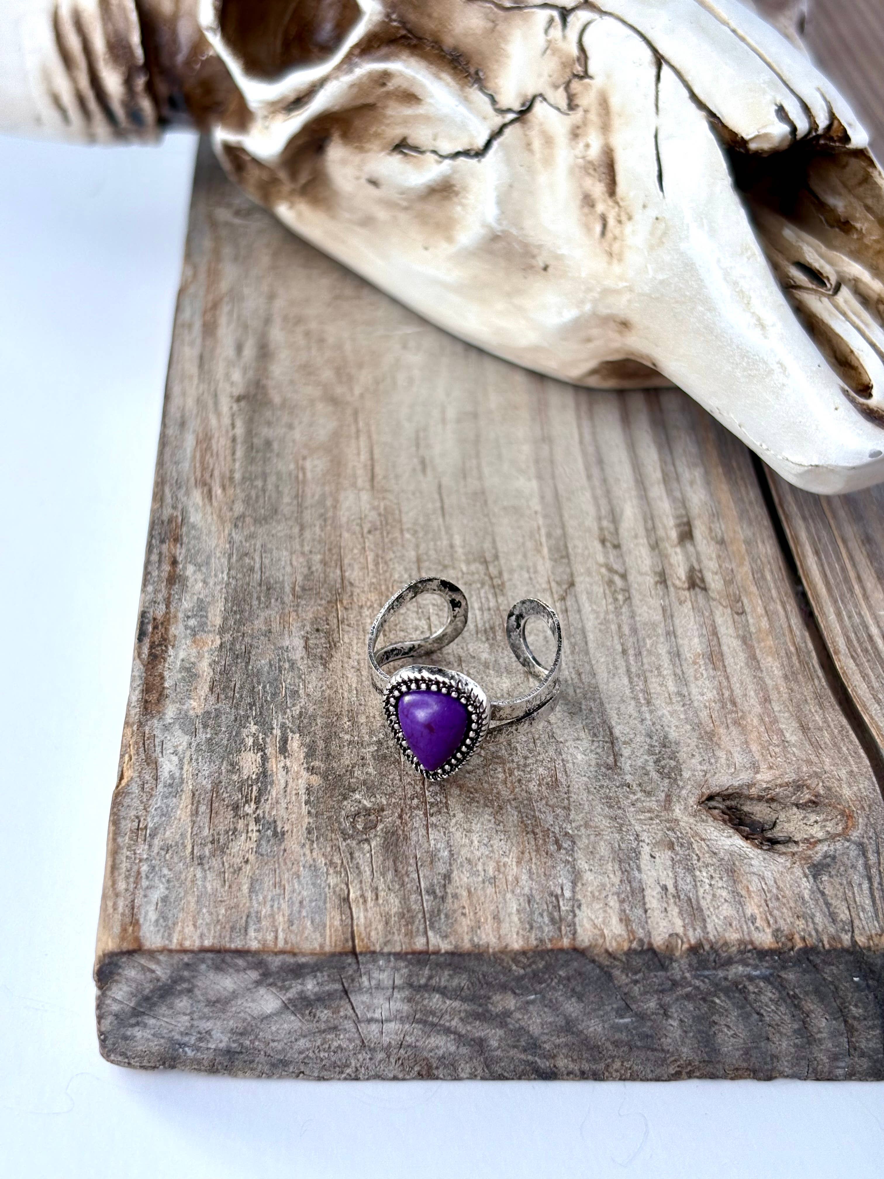 Western Teardrop Stone Adjustable Ring 