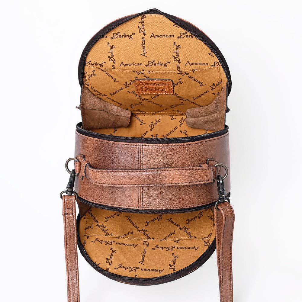 Genuine Western Leather Women Canteen Bag- Cactus