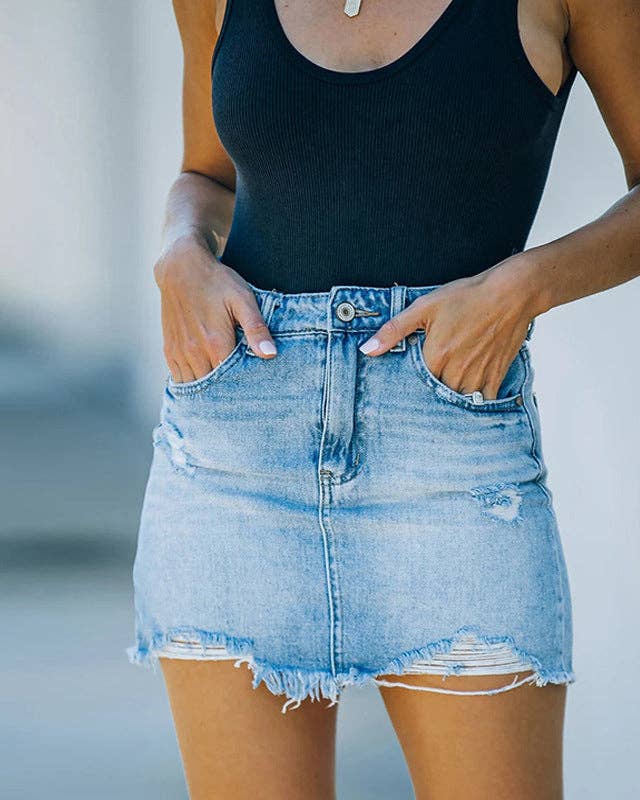 Ladies Slim-Fit Denim Skirt