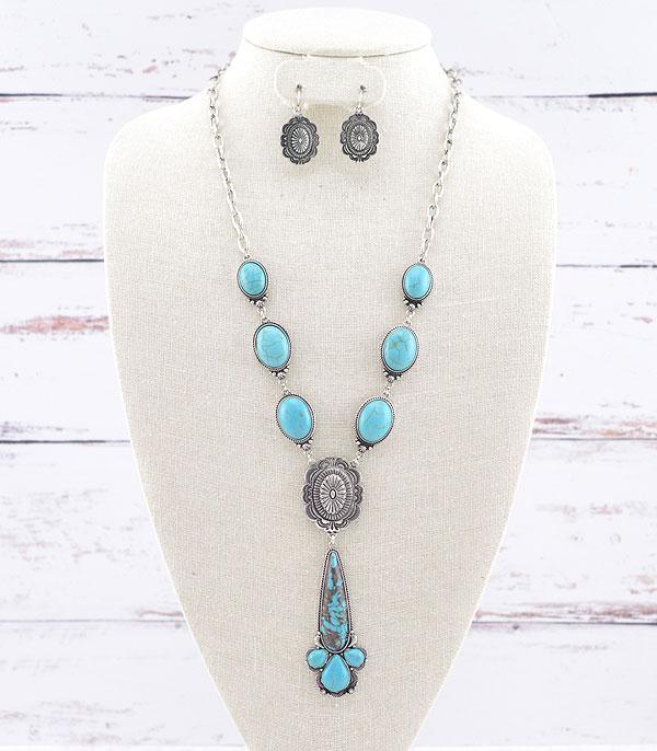 WESTERN SEMI STONE TURQUOISE Y NECKLACE