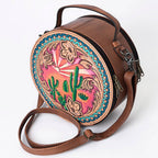 Genuine Western Leather Women Canteen Bag- Cactus