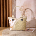 MONTANA WEST TOOLED & COWHIDE TOTE BAG (Tan Color)
