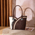MONTANA WEST TOOLED & COWHIDE TOTE BAG (Coffee Colored)