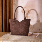 MONTANA WEST TOOLED & COWHIDE TOTE BAG (Coffee Colored)