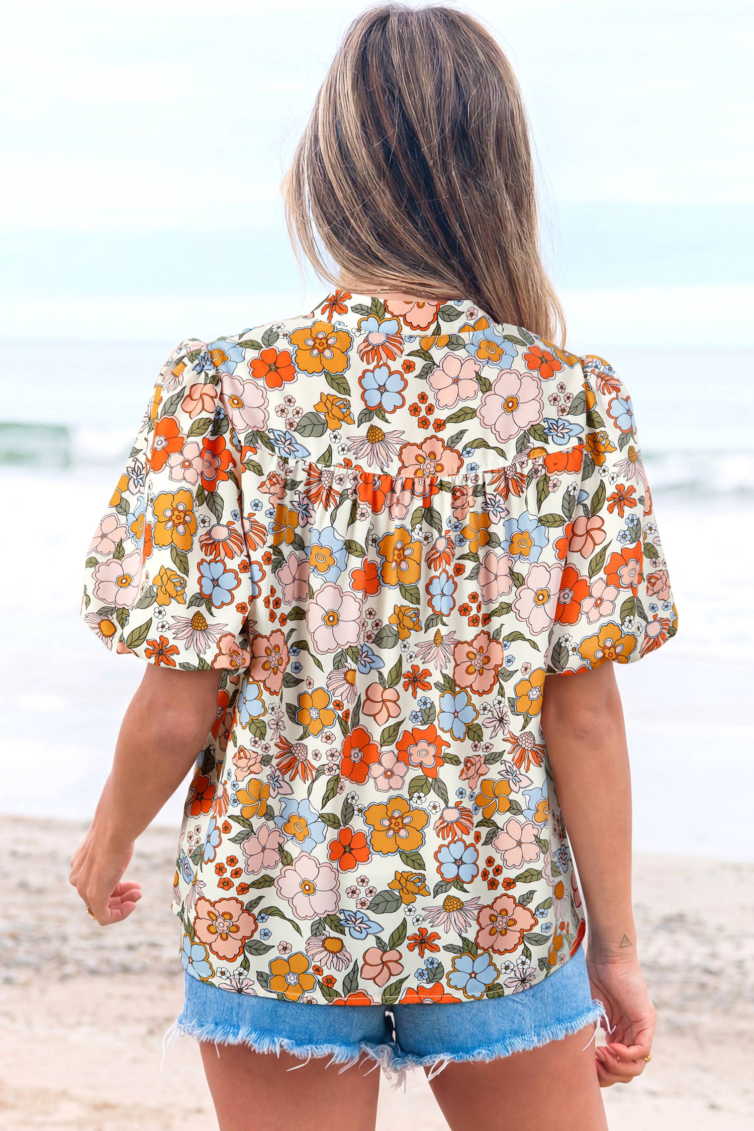 Summer Boho Crochet Floral Blouse