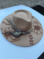 Hand-Burned Sunflower Western Hat (Adjustable Fit)