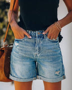 Ladies High-Waist Denim Shorts