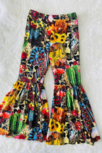 Western Sunflower Cowgirl Graphic Printed Pants for Girls