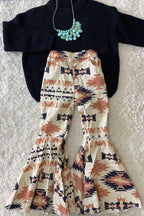 Western Aztec Flare Denim Jeans – Girls