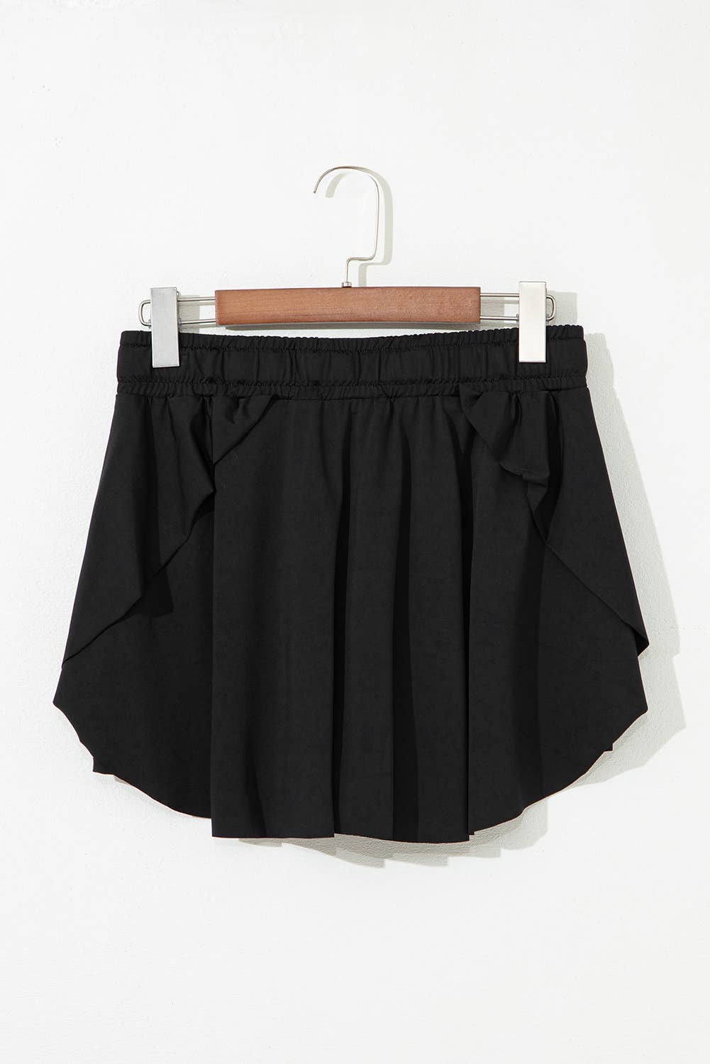 Drawstring High Waist Lined Tennis Skorts- Black S-4X