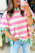 Summer 2026 Exposed Seam Contrast Patchwork Oversized Top