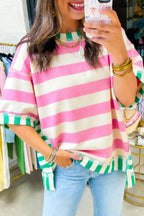 Summer 2026 Exposed Seam Contrast Patchwork Oversized Top