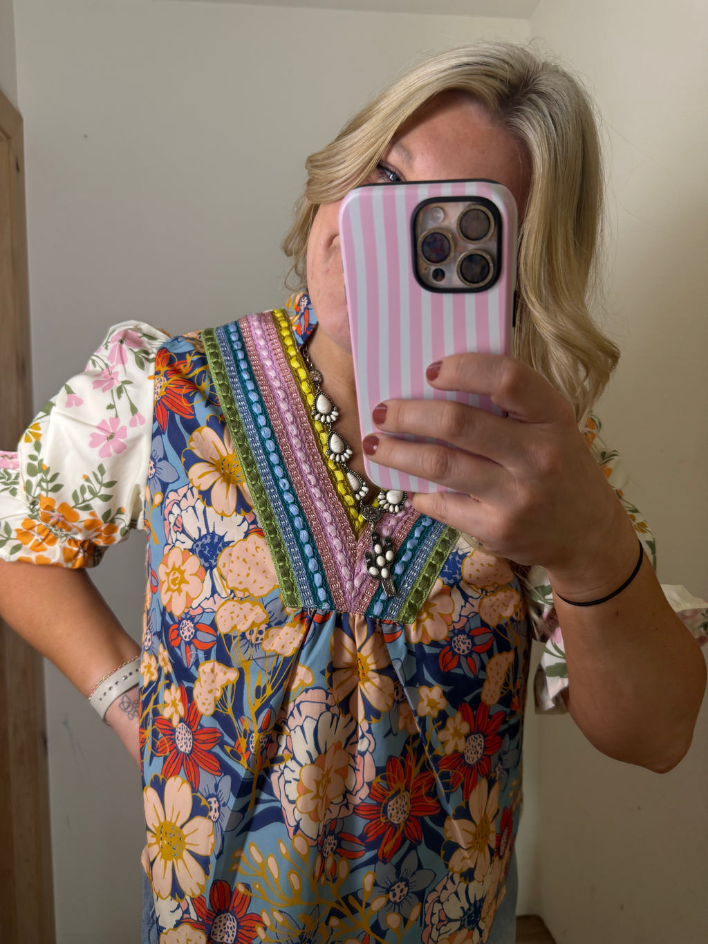 Summer Boho Crochet Floral Blouse