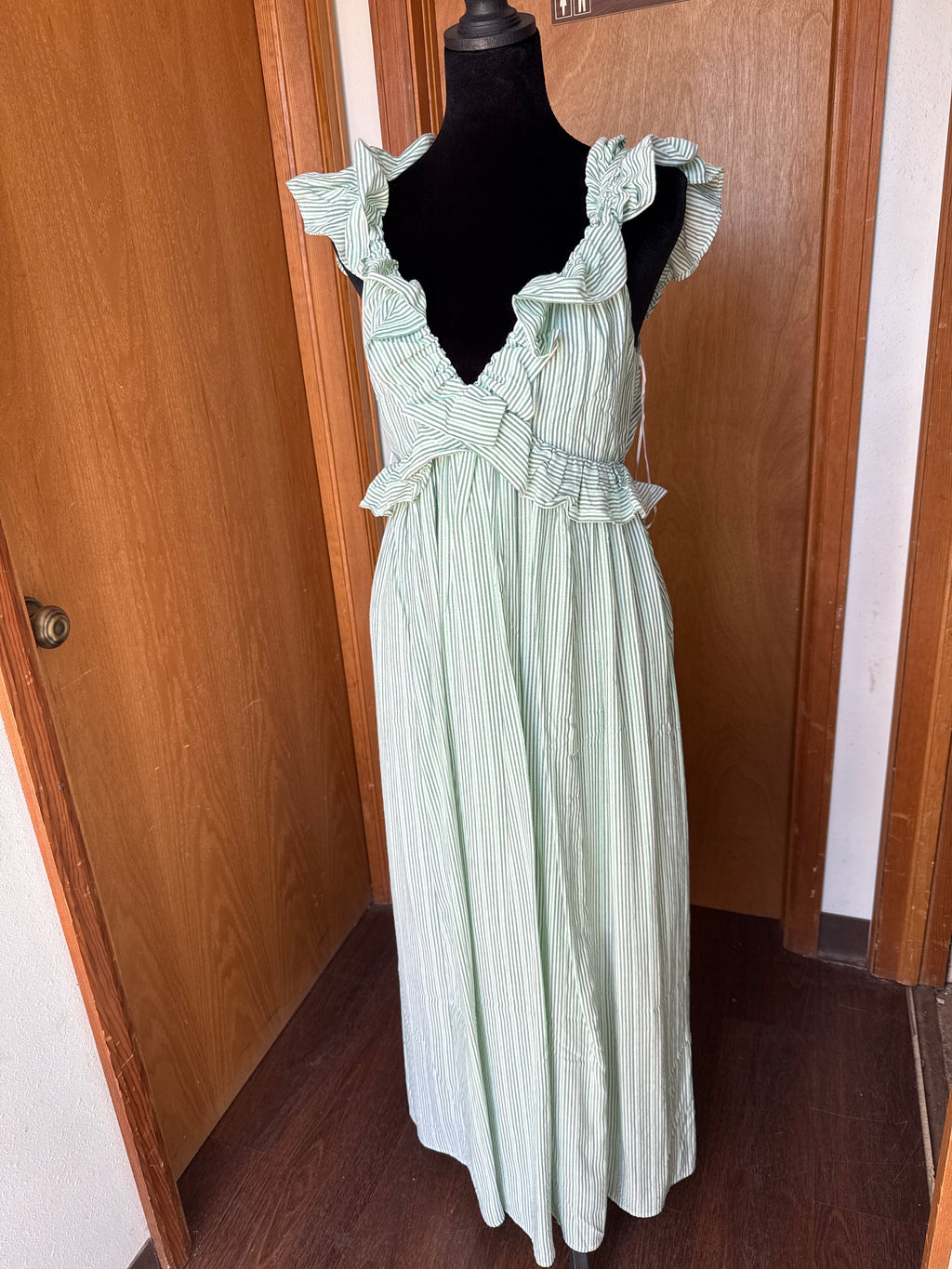 Green Striped Dress: Size M
