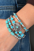Western Concho Flower Retro Turquoise Bracelets 4pcs Set