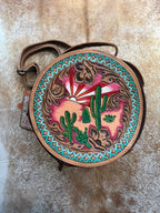 Genuine Western Leather Women Canteen Bag- Cactus