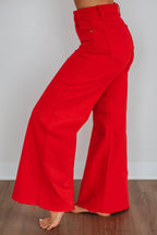 Red Risen Tummy Control Wide-Leg Jeans
