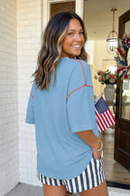 Blue USA Ribbed Top