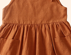 Summer solid color cotton linen pocket suspender dress