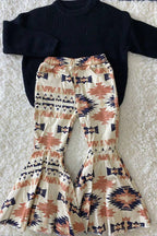 Western Aztec Flare Denim Jeans – Girls