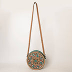 Genuine Western Leather Women Canteen Bag- Teal