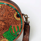 Canteen Genuine Western Leather Bag Sunflowers