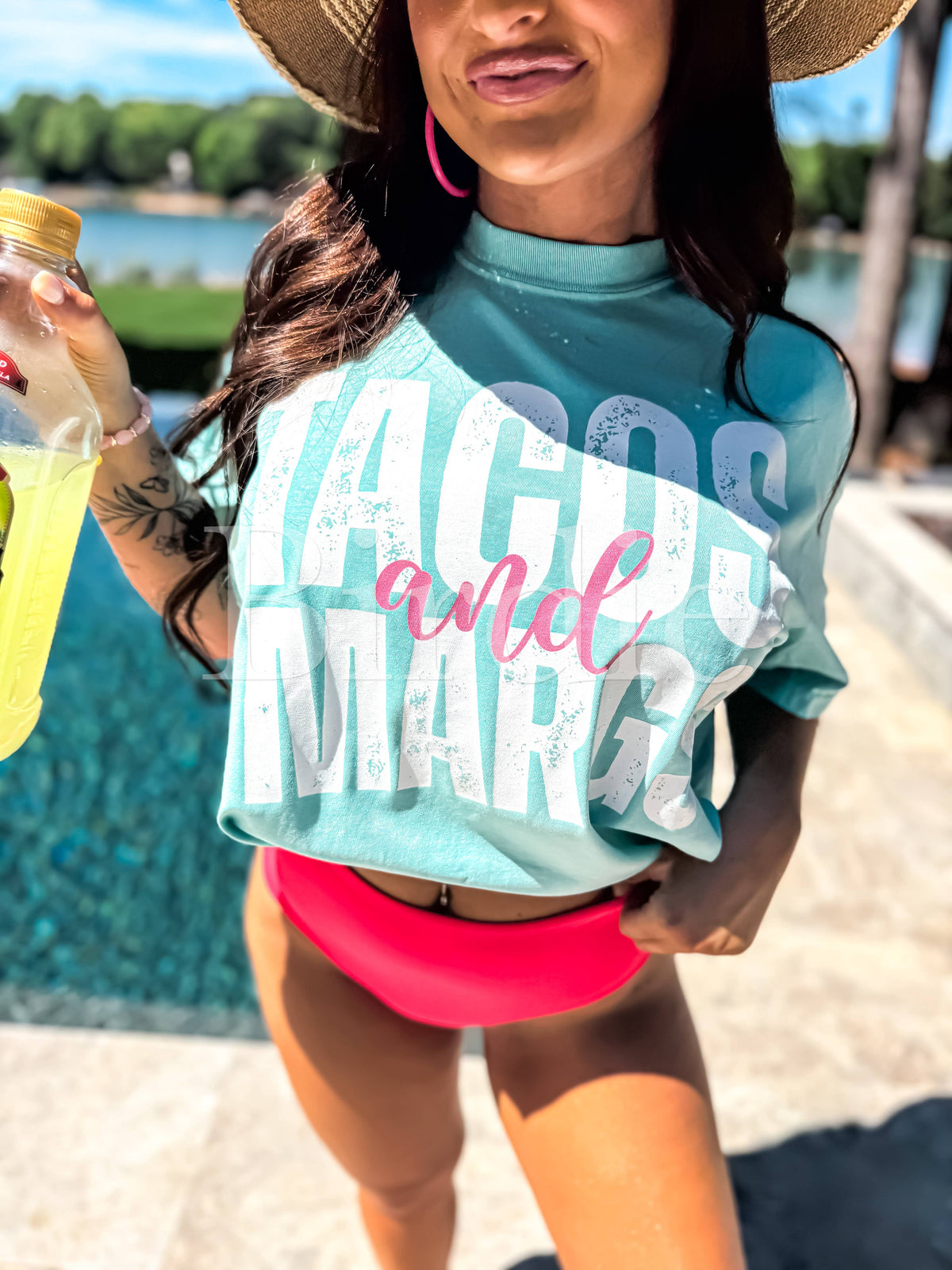 Tacos & Margs Graphic Tee on Chalky Mint