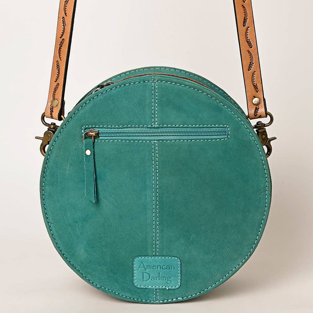 Genuine Western Leather Women Canteen Bag- Teal