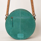 Genuine Western Leather Women Canteen Bag- Teal