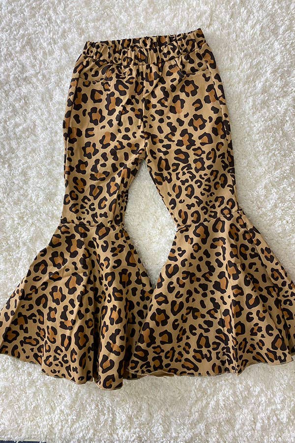 Brown Leopard Print Flare Jeans – Girls Denim Pants