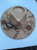 Hand-Burned Sunflower Western Hat (Adjustable Fit)