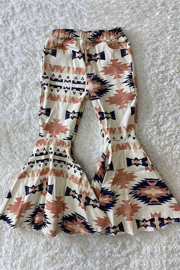 Western Aztec Flare Denim Jeans – Girls