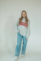 RED GINGHAM NEBRASKA GREY MOCKNECK