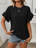 Solid Color Round Neck T-shirt Top