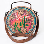 Genuine Western Leather Women Canteen Bag- Cactus