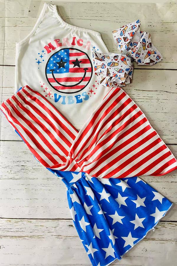 Girl outfit sets & 4th July MERICA VIBES USA Set