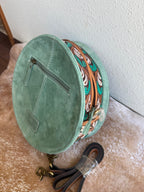 Genuine Western Leather Women Canteen Bag- Teal