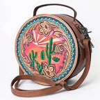 Genuine Western Leather Women Canteen Bag- Cactus