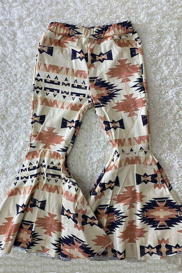 Western Aztec Flare Denim Jeans – Girls