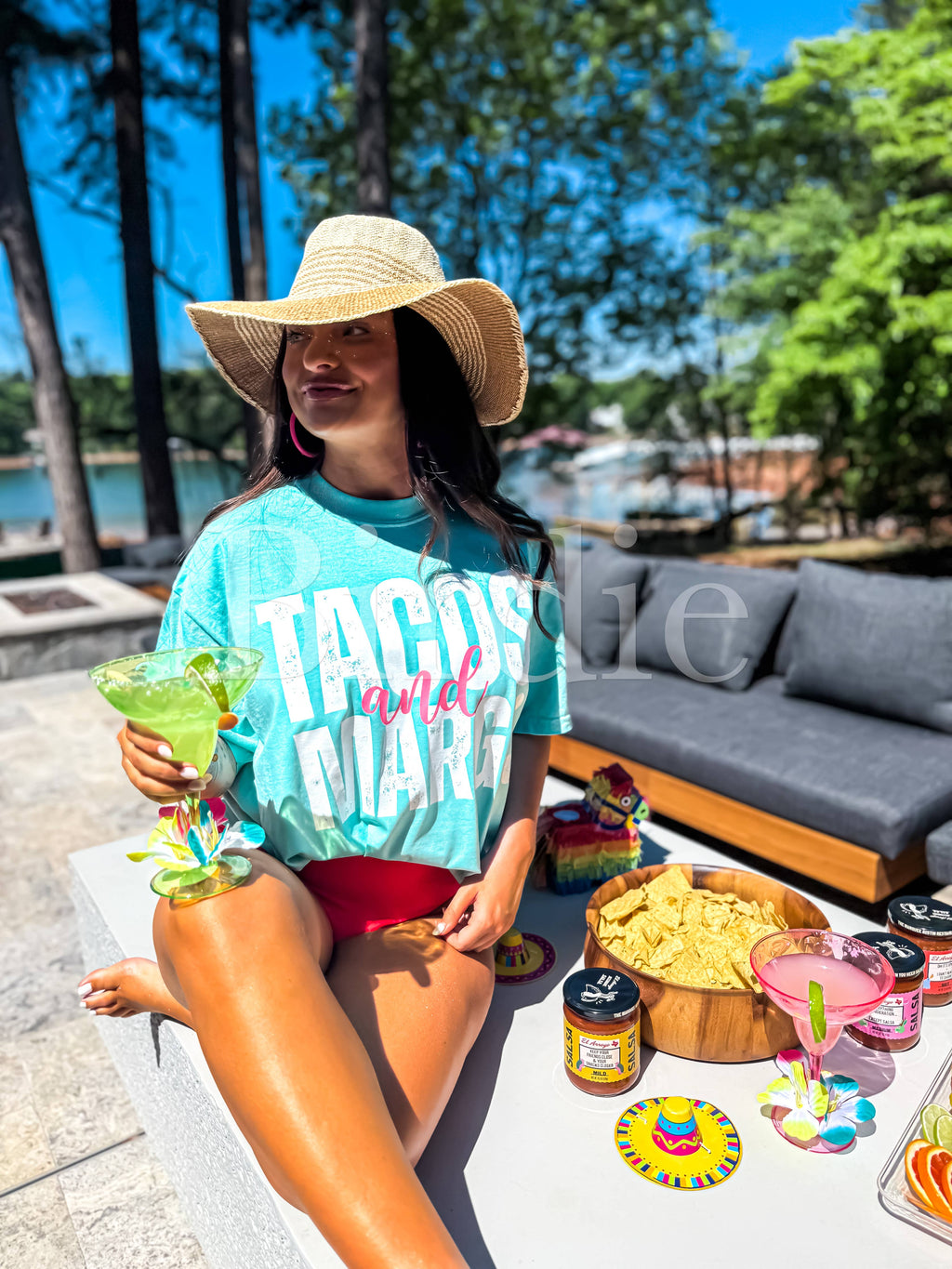 Tacos & Margs Graphic Tee on Chalky Mint