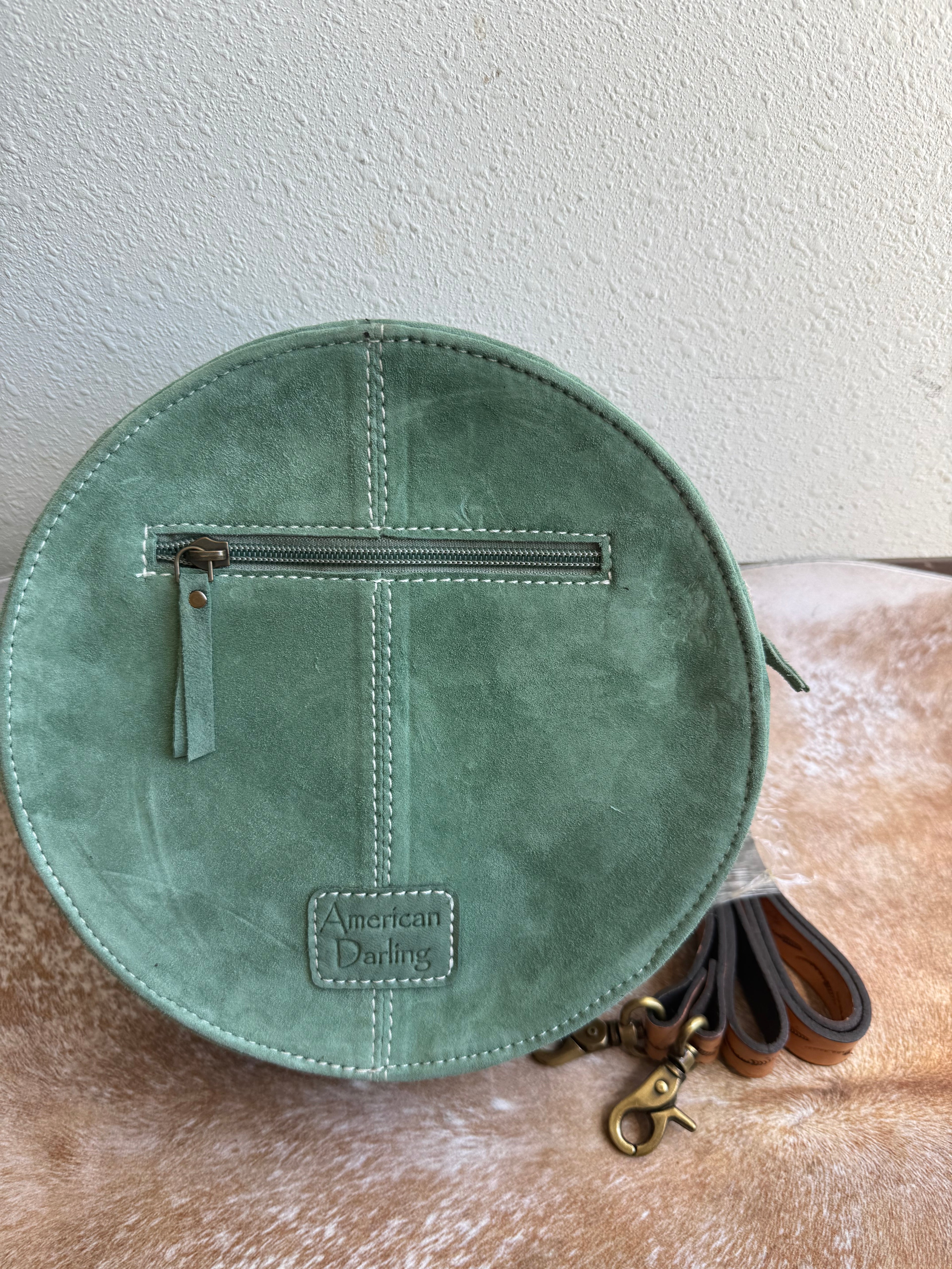 Genuine Western Leather Women Canteen Bag- Teal