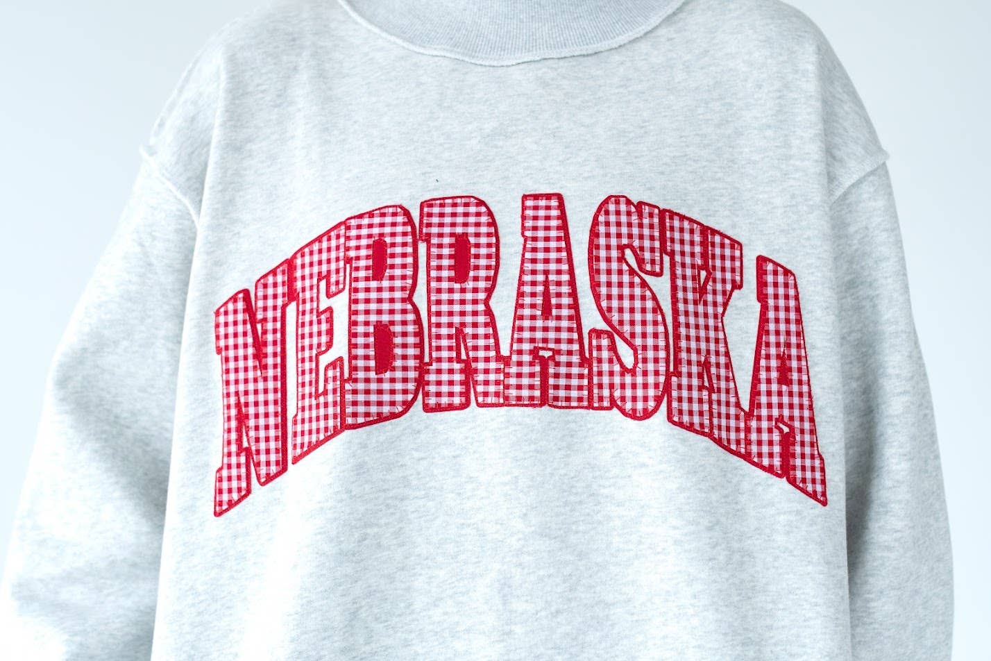 RED GINGHAM NEBRASKA GREY MOCKNECK