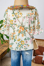 Summer Boho Crochet Floral Blouse