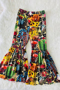 Western Sunflower Cowgirl Graphic Printed Pants for Girls