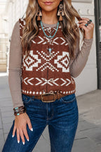 Western Geometric Button Sweater Vest | S-XL