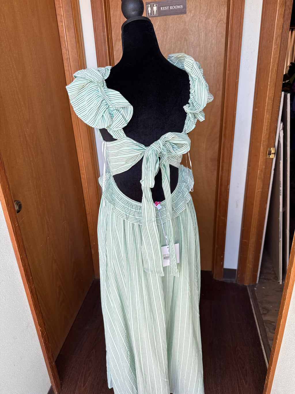 Green Striped Dress: Size M