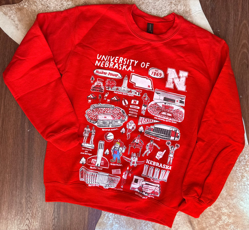 University of Nebraska Huskers Red Cotton Crewneck
