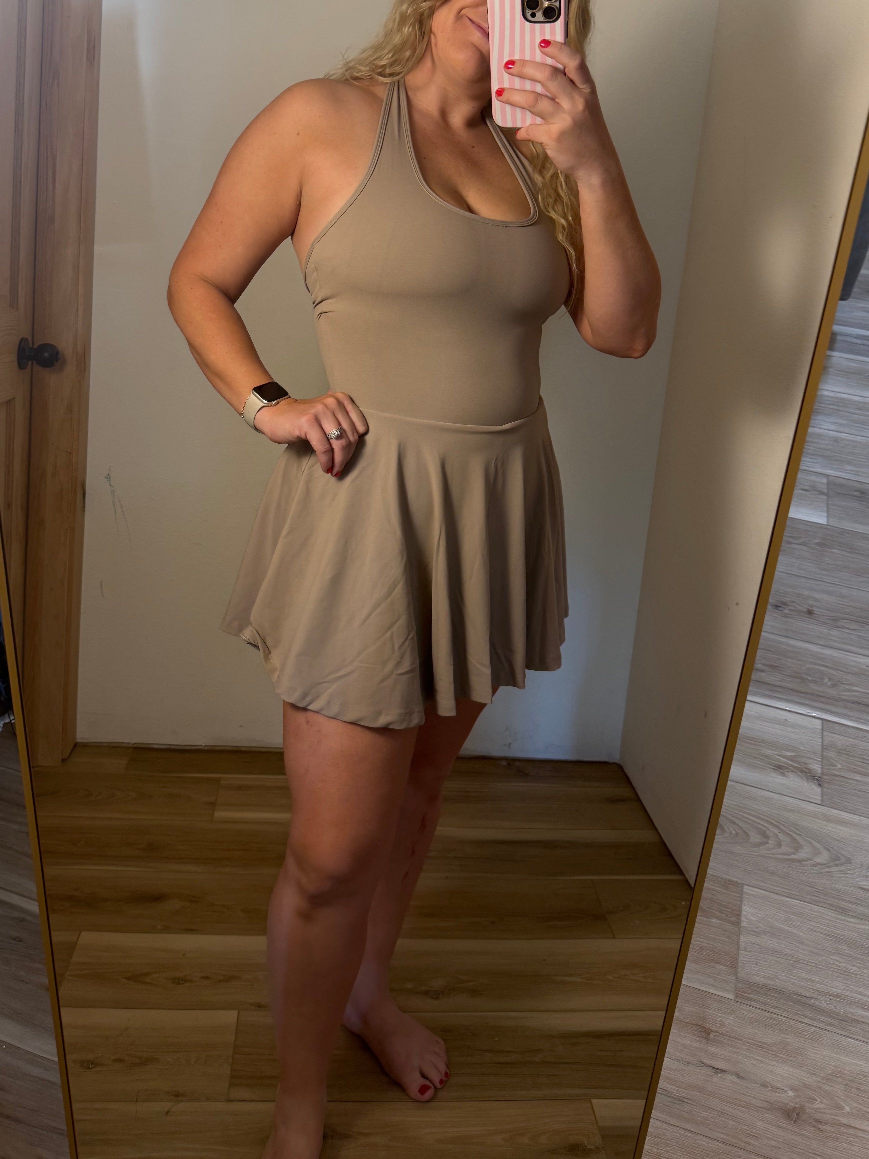 Women's Backless Halterneck Anti-Exposure Tennis Dress